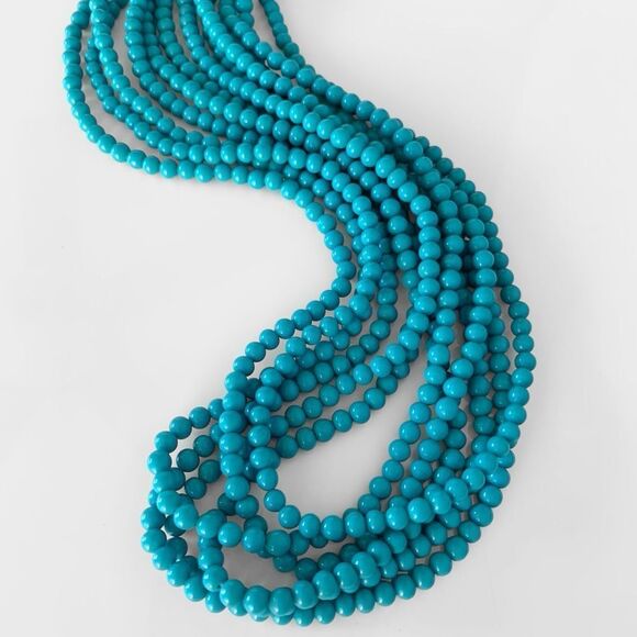 Vintage Glass Turquoise Muti Strand Carved Clasp Necklace - Picture 4 of 8